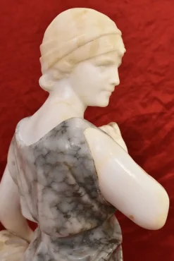 Pamono Guglielmo Pugi, Woman Sculpture, 1800s, Alabaster & Marble><noscript><img width=