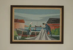 Pamono Gunnar Fohlin, Fisherman, 1975, Oil on Canvas, Framed> Mid-Century|Painting