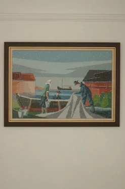 Pamono Gunnar Fohlin, Fisherman, 1975, Oil on Canvas, Framed><noscript><img width=