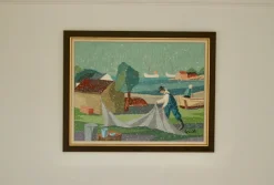 Pamono Gunnar Fohlin, Fisherman, 1960s, Oil on Canvas, Framed><noscript><img width=