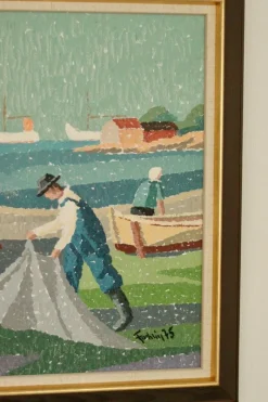 Pamono Gunnar Fohlin, Fisherman, 1960s, Oil on Canvas, Framed><noscript><img width=