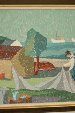Pamono Gunnar Fohlin, Fisherman, 1960s, Oil on Canvas, Framed><noscript><img width=