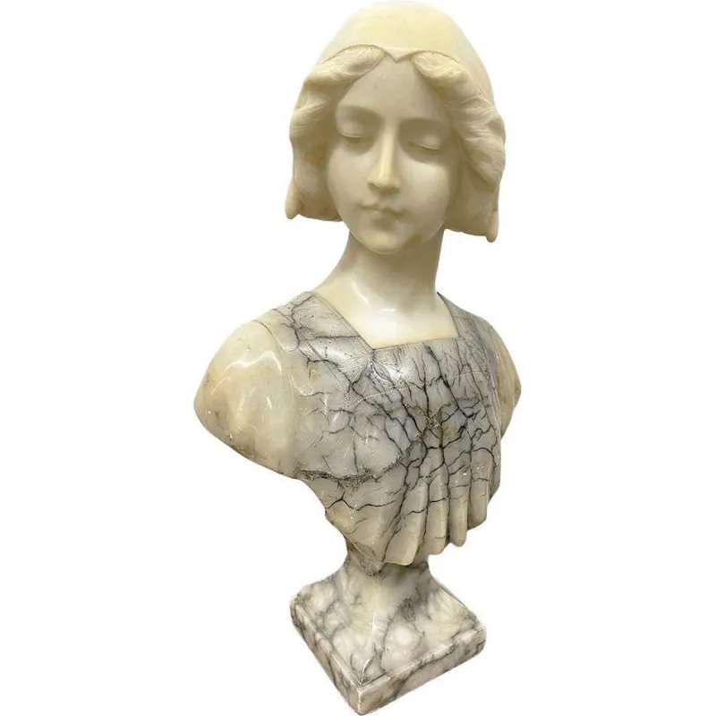 Clearance Pamono Gustave van Vaerenbergh, Female Bust, 1900, Marble