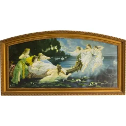 Outlet Pamono H Clementz, Boat of Nymphs, Late 19th Century, Chromolithograph, Framed