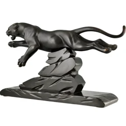 Pamono H. Gual, Art Deco Panther Sculpture, 1930, Metal & Marble><noscript><img width=