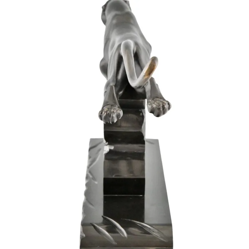 Pamono H. Gual, Art Deco Panther Sculpture, 1930, Metal & Marble> Art Deco