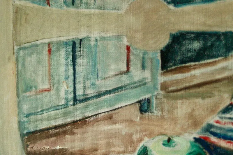 Pamono H. Langerman, Chairs and Apples, Mid-20th Century, Oil on Canvas, Framed> Mid-Century