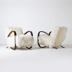 Hot Pamono H-269 Lounge Chairs by Jindrich Halabala, Czechoslovakia, 1950s, Set of 2