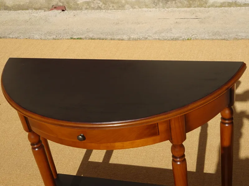 Pamono Half-Moon Console with Drawer in Cherry Wood, 1980s> Console Tables
