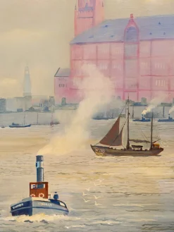 Pamono Hamburger Harbor, Oil on Canvas><noscript><img width=