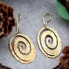 New Pamono Hammered 18 Karat Gold Earrings with Cutouts, Set of 2