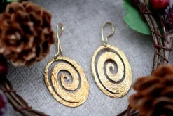 New Pamono Hammered 18 Karat Gold Earrings with Cutouts, Set of 2