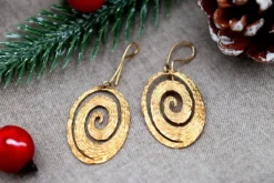 New Pamono Hammered 18 Karat Gold Earrings with Cutouts, Set of 2