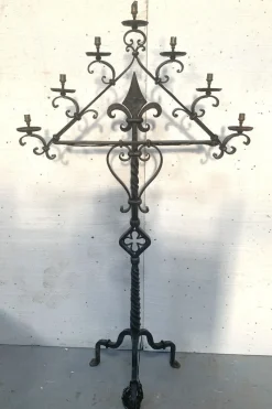 Pamono Hammered Iron Candlestick, 20th Century> Candleholders
