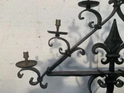 Pamono Hammered Iron Candlestick, 20th Century><noscript><img width=