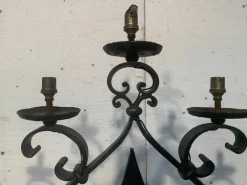 Pamono Hammered Iron Candlestick, 20th Century><noscript><img width=