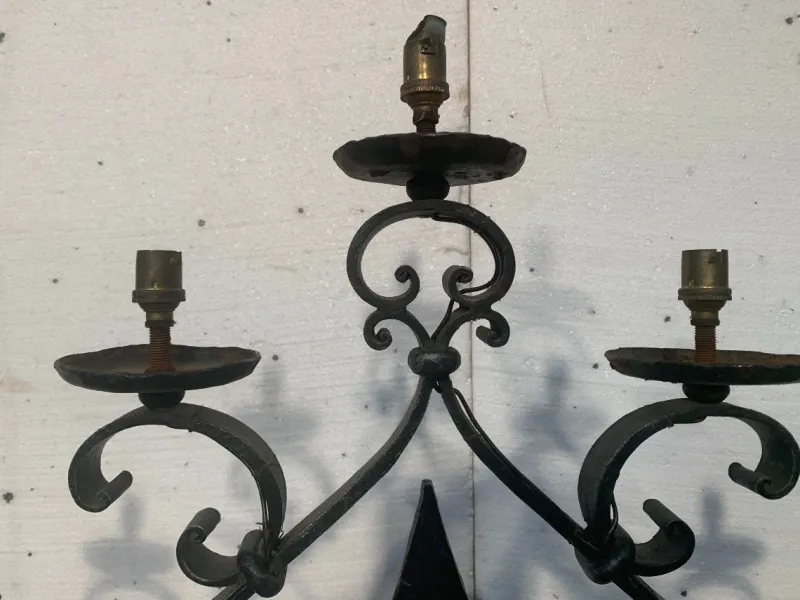 Pamono Hammered Iron Candlestick, 20th Century> Candleholders