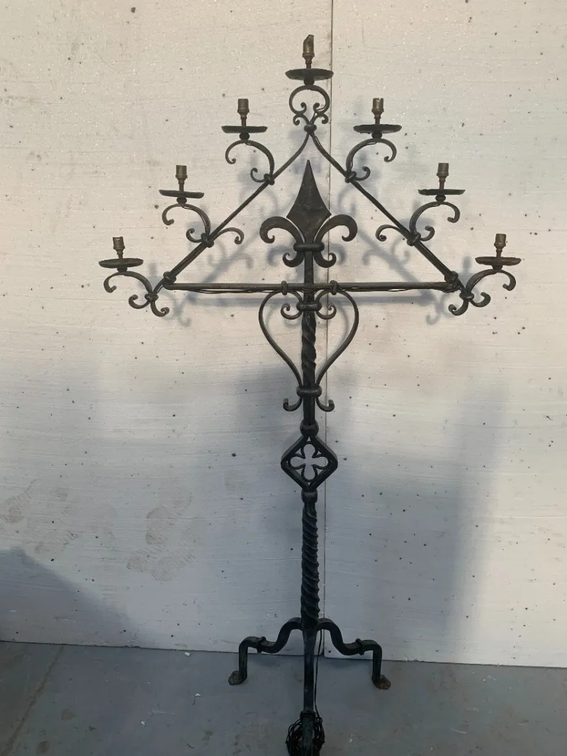 Pamono Hammered Iron Candlestick, 20th Century> Candleholders