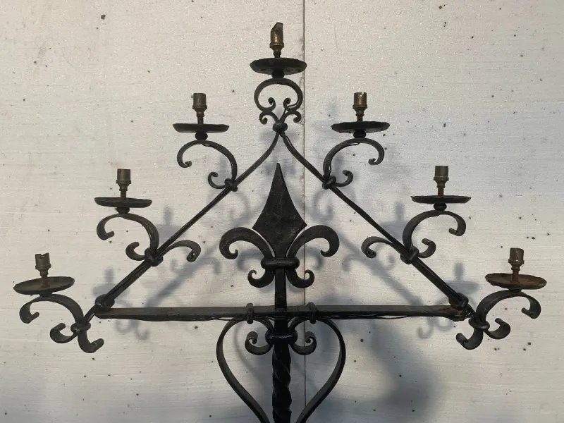 Pamono Hammered Iron Candlestick, 20th Century> Candleholders