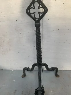 Pamono Hammered Iron Candlestick, 20th Century><noscript><img width=