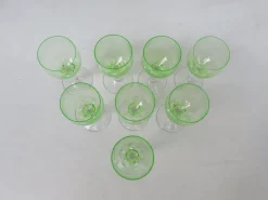 Discount Pamono Hand Blown Art Nouveau Uranium Glass Wine Glasses, Set of 8