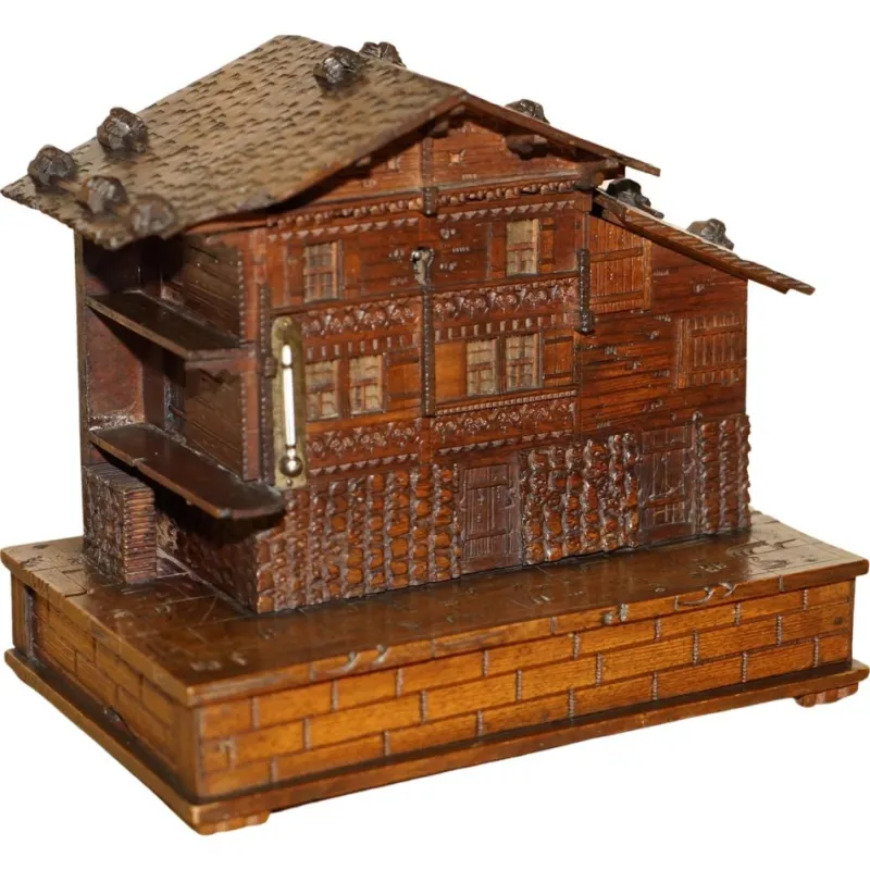 Pamono Hand Carved Black Forest Wood Cigar Box, 1880s> Fireplaces And Mantels