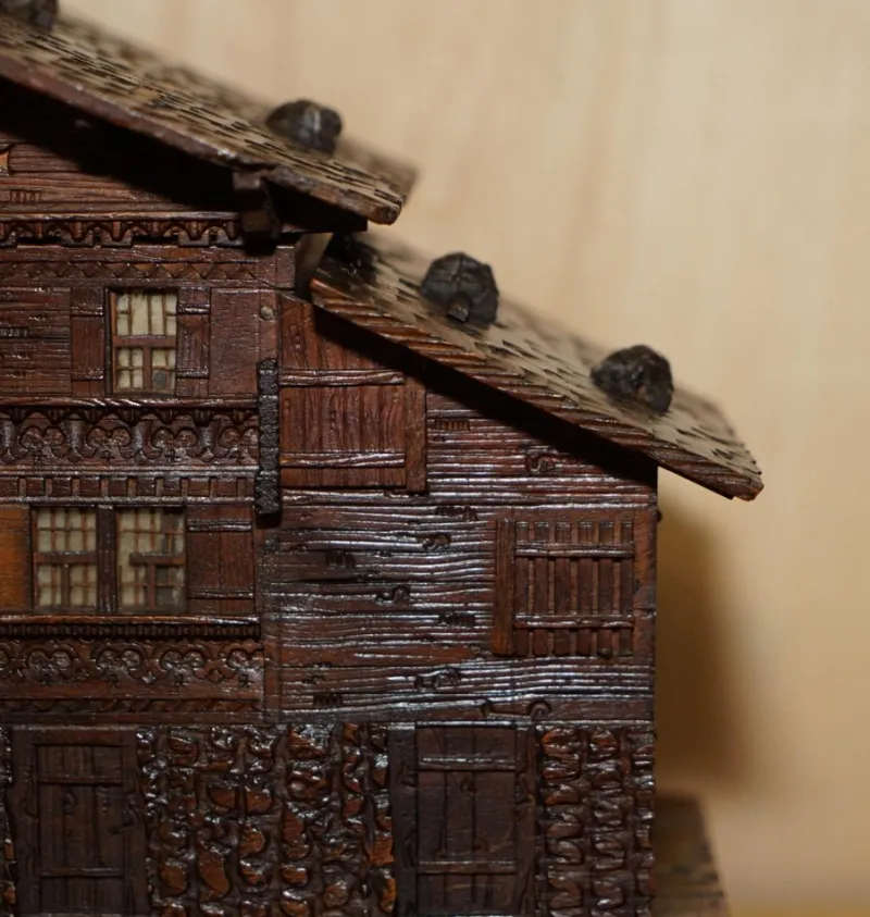 Pamono Hand Carved Black Forest Wood Cigar Box, 1880s> Fireplaces And Mantels