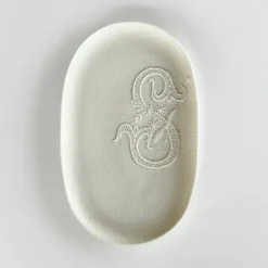Clearance Pamono Hand Made White Porcelain Platter with Embroidered Letter Shirley by Studio Desimonewayland
