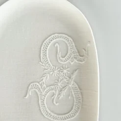Clearance Pamono Hand Made White Porcelain Platter with Embroidered Letter Shirley by Studio Desimonewayland