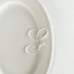 Pamono Hand Made White Porcelain Platter with Embroidered Letter Geneviève by Studio Desimonewayland><noscript><img width=