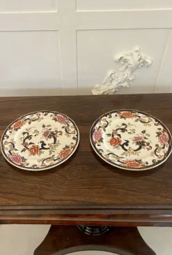 Pamono Hand Painted Masons Ironstone Plates, 1920s, Set of 2> Dinner Plates & Bowls