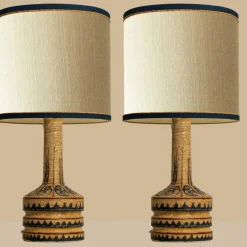 Pamono Hand Painted Sculptural Table Lamps, 1960s, Set of 2> Table Lamps