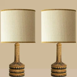 Pamono Hand Painted Sculptural Table Lamps, 1960s, Set of 2><noscript><img width=