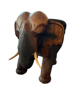 Pamono Hand-Carved Wooden Elephant Table Set, Set of 5><noscript><img width=