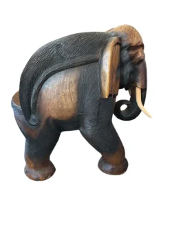 Pamono Hand-Carved Wooden Elephant Table Set, Set of 5><noscript><img width=
