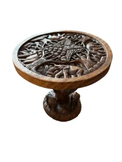 Pamono Hand-Carved Wooden Elephant Table Set, Set of 5><noscript><img width=