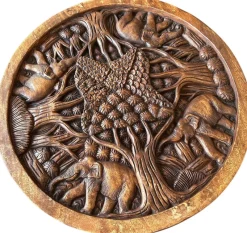 Pamono Hand-Carved Wooden Elephant Table Set, Set of 5><noscript><img width=