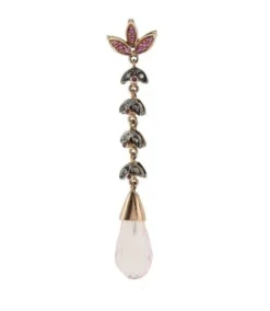 Pamono Handcrafted Gold and Silver Dangle Earrings with Quartz, Rubies and Diamonds, Set of 2> Earrings