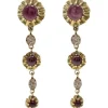 Pamono Handcrafted Gold Dangle Earrings with Garnets and Diamonds, Set of 2> Earrings