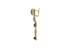 Pamono Handcrafted Gold Dangle Earrings with Garnets and Diamonds, Set of 2><noscript><img width=