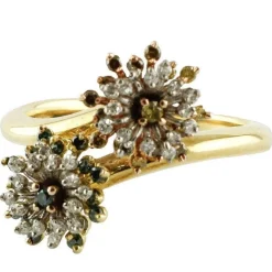Pamono Handcrafted Ring with Diamonds & Yellow and White Gold
