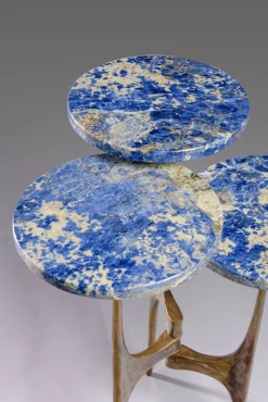 Sale Pamono Handcrafted Side Table in Bronze with Multi-Level Marble Tops, 2022
