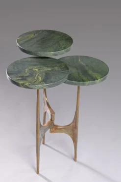 Sale Pamono Handcrafted Side Table in Bronze with Multi-Level Marble Tops, 2022