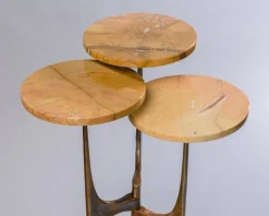 Sale Pamono Handcrafted Side Table in Bronze with Multi-Level Marble Tops, 2022