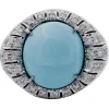 Hot Pamono Handcrafted White Gold Ring with Turquoise and Diamonds
