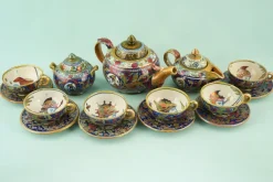 Best Pamono Hand-Decorated Luster Finish Ceramic Tea and Coffee Service by Alfredo Santarelli, Gualdo Tadino, Italy, 1920s, Set of 15
