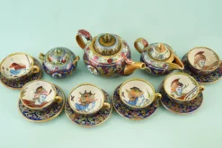 Best Pamono Hand-Decorated Luster Finish Ceramic Tea and Coffee Service by Alfredo Santarelli, Gualdo Tadino, Italy, 1920s, Set of 15