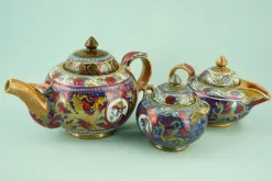 Best Pamono Hand-Decorated Luster Finish Ceramic Tea and Coffee Service by Alfredo Santarelli, Gualdo Tadino, Italy, 1920s, Set of 15