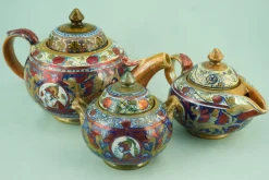 Best Pamono Hand-Decorated Luster Finish Ceramic Tea and Coffee Service by Alfredo Santarelli, Gualdo Tadino, Italy, 1920s, Set of 15