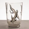 Pamono Hand-Glazed Glass Vase with Seagulls in Flight, Europe, Ca. 19401960> Glassware